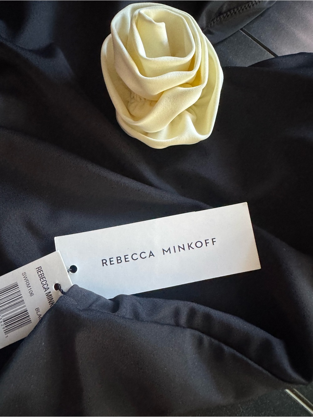 Rebecca Minkoff women Black one piece Swimsuit with white flower accent NWT - Picture 7 of 9